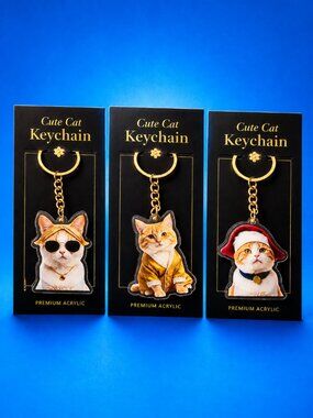 Cat Key Chains - Funny Kitty Meme Bag Charms